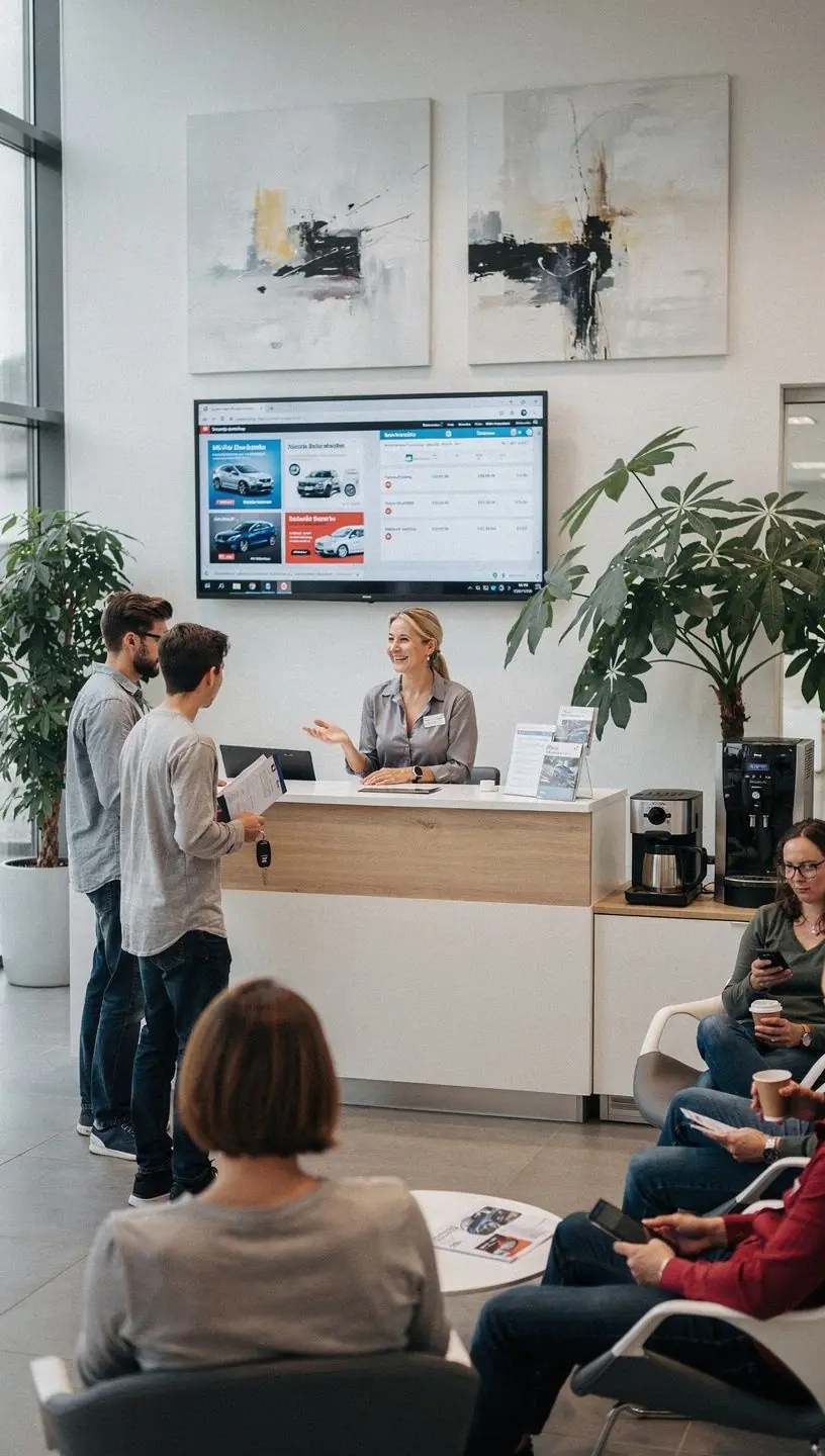 Visualisierung von Fahrzeugfehlercodes auf einem Monitor in einem professionellen deutschen Diagnostikzentrum